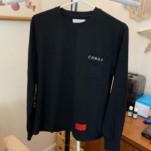 Black Long sleeve shirt with front small pocket